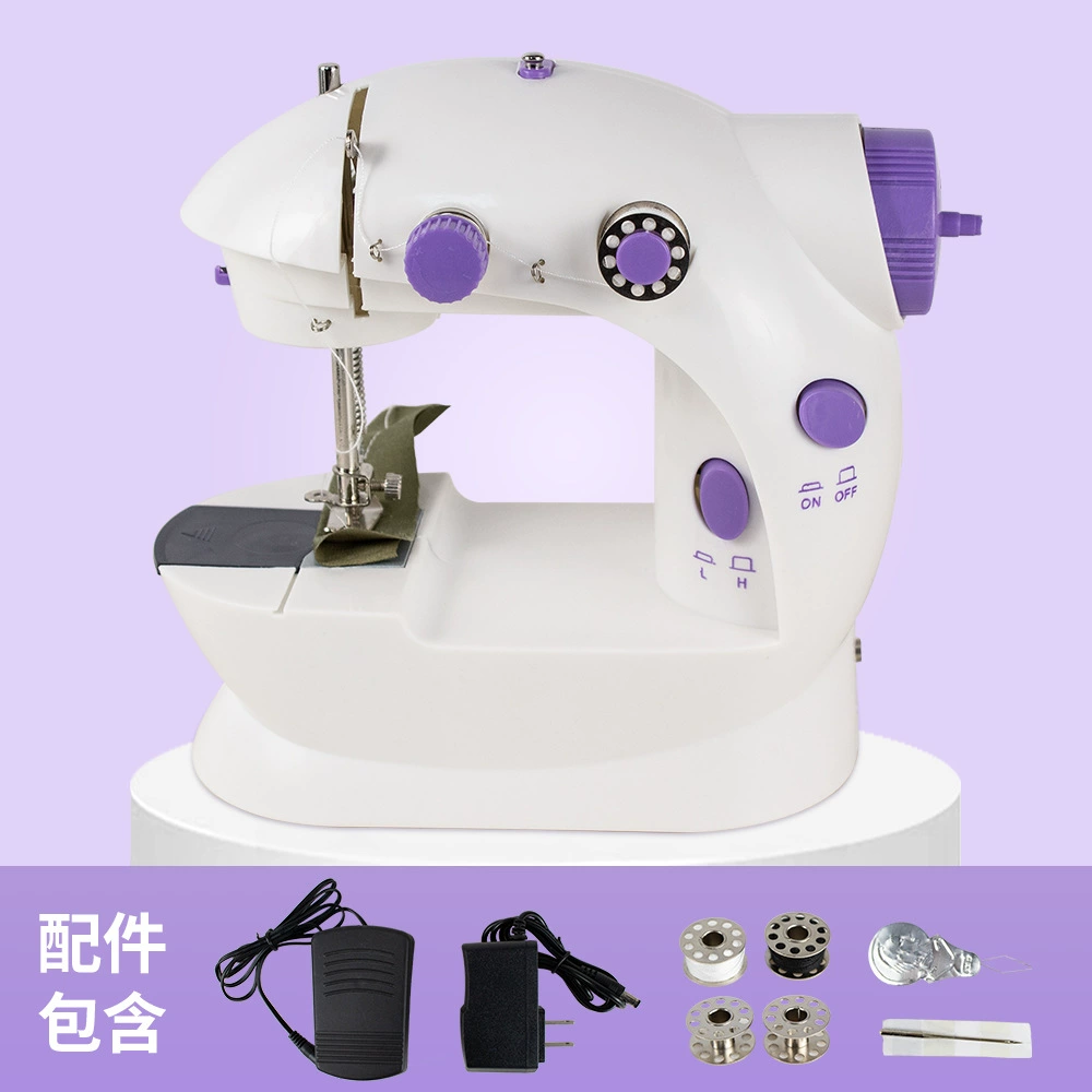 Маленькая электрическая бытовая швейная машина D&D-202, полностью автоматическая, настольная, с подсветкой и педалью, портативная.