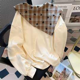 奶乖艺术生可爱海军领撞色卫衣男女春秋2025新款洋气百搭减龄上衣