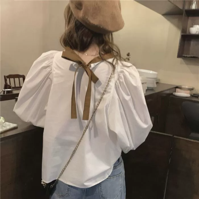 Элегантная женская рубашка с длинным рукавом, новинка весны и осени 2025 года в корейском стиле, нежная и свободная рубашка с уникальным дизайном.