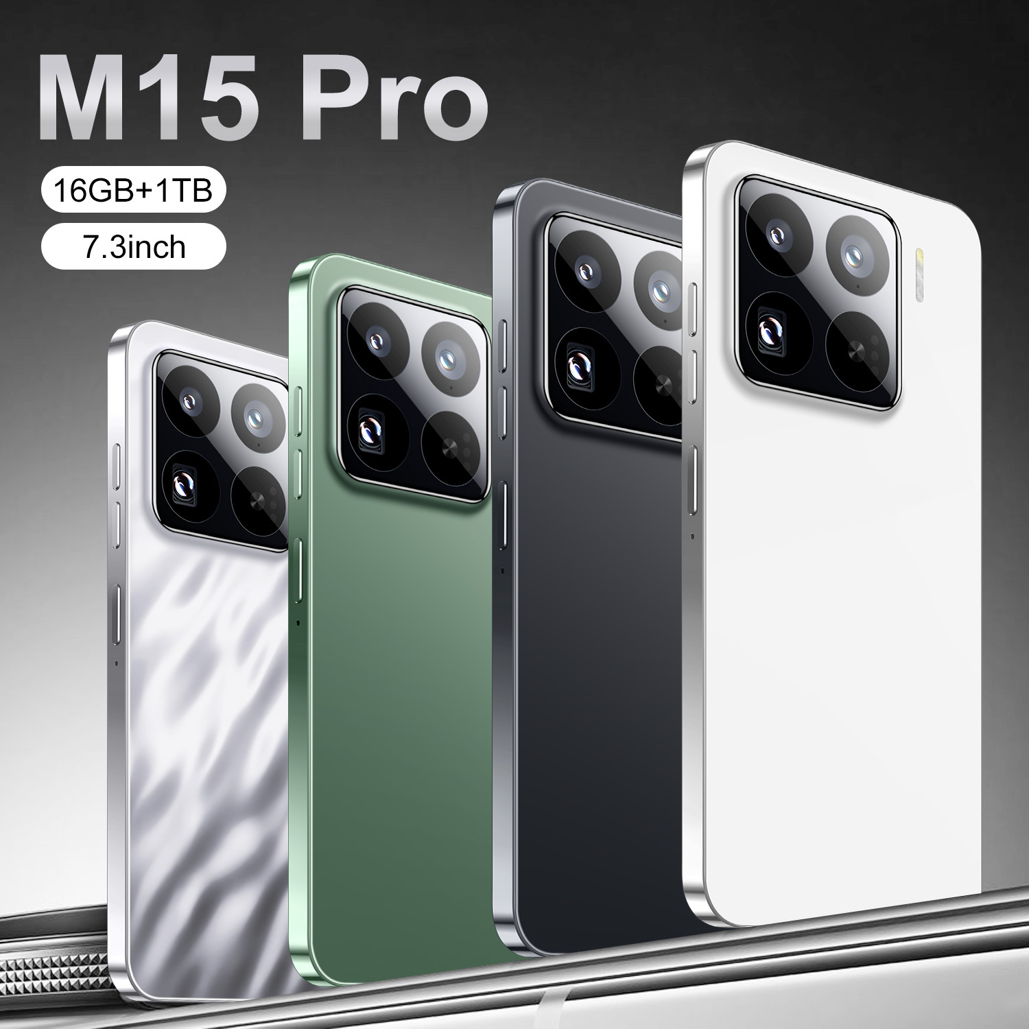 New Cross-Border Mobile Phone M15 Pro Android All-In-One Device with 16+1t Memory, 7.3inch Large-Screen Mobile Phones Tk Available for Dropshipping