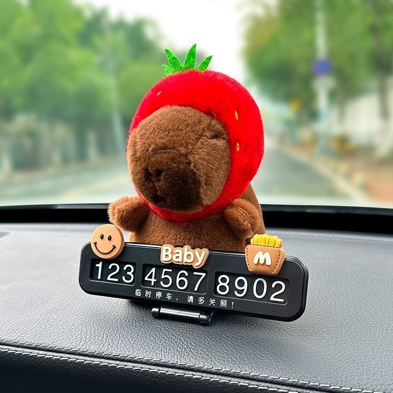 Cute capibara delfin de agua coche estacionamiento temporal placa de número de automóvil placa de teléfono de automóvil accesorios interiores