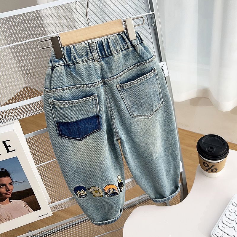 Pantalones de primavera y otoño para niños nuevos niños bordados casuales coreanos pantalones largos para bebés pantalones sueltos