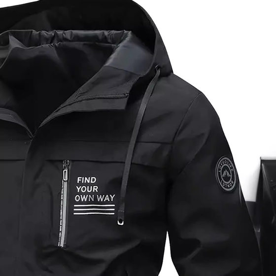 Cross-border Foreign Trade Men's Casual Jacket Parka Autumn and Winter Hooded Jacket Men's Coat Solid Color Outdoor Fashion