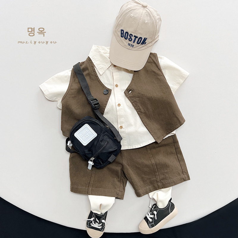 Estilo de moda simple ~ primavera y otoño nuevos niños y niñas estilo japonés coreano chaleco retro simple todo partido chaleco