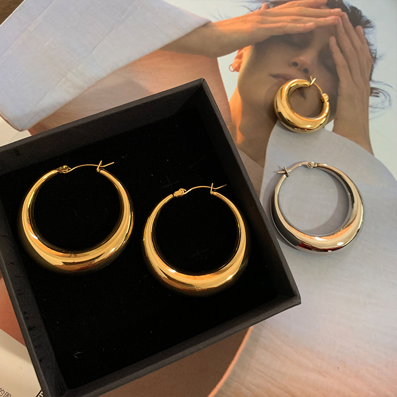 Elegant Geometric Copper Plating Hoop Earrings 1 Pair