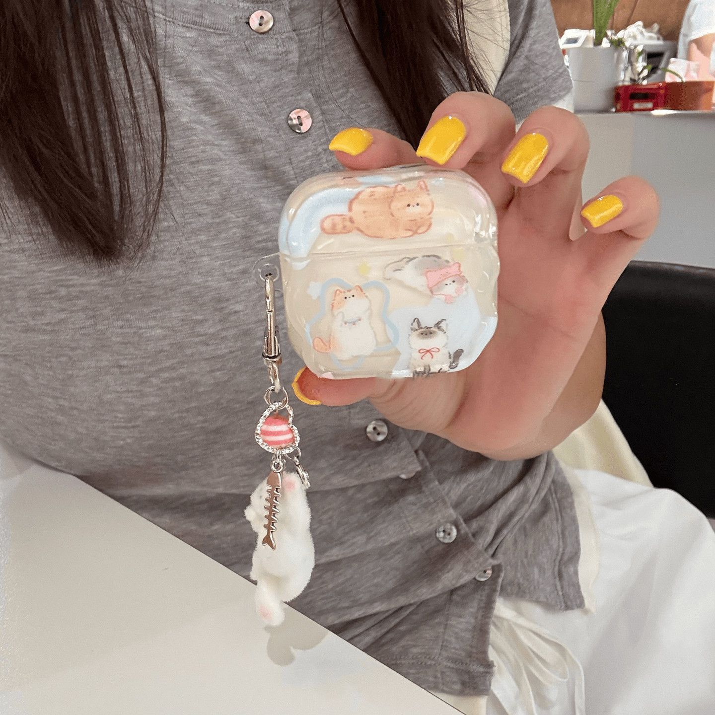 Blue Star Cat es adecuado para Airpods 4 generación Apple Case Bluetooth Pro 2 generación 3 generación Case auriculares 5 generación 2