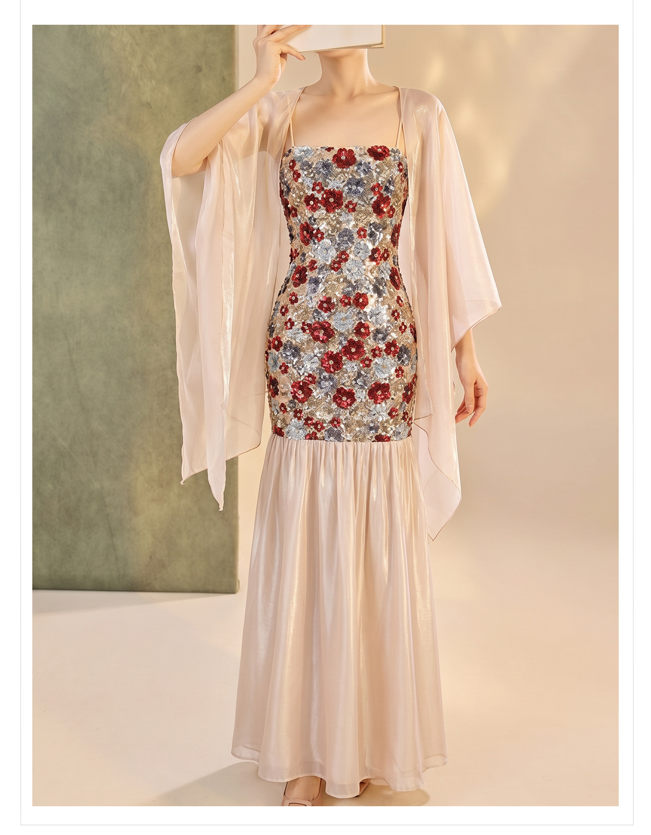 Bộ váy đầm dây thêu ren kết hợp áo khoác cardigan phong cách Trung Hoa mùa hè — Trang chủ, bộ đồ, đầm dây chi tiết 20