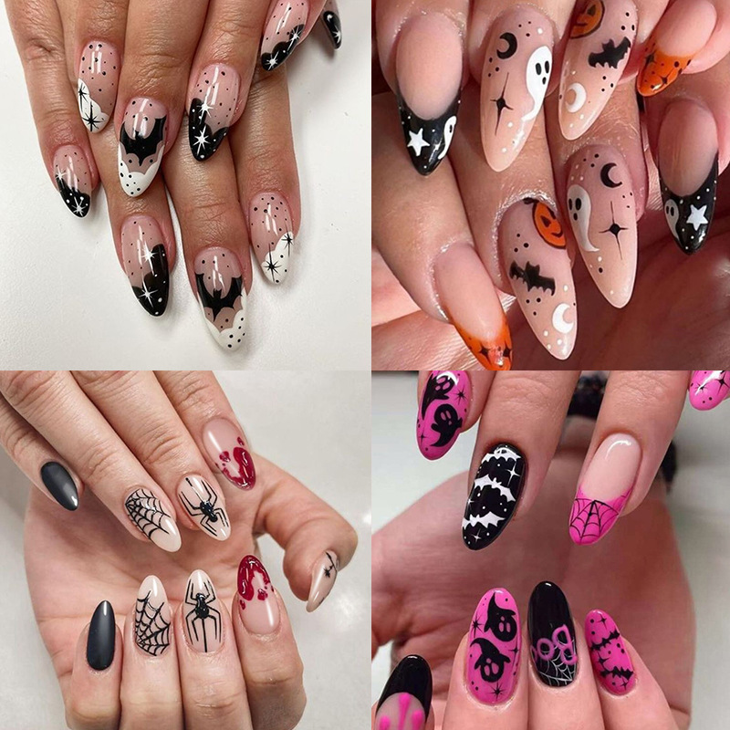 Collection Halloween Wear Armor Spider Web Purple Black Gradient Almond Armor European and American Foreign Trade Cross-border Wholesale Armor