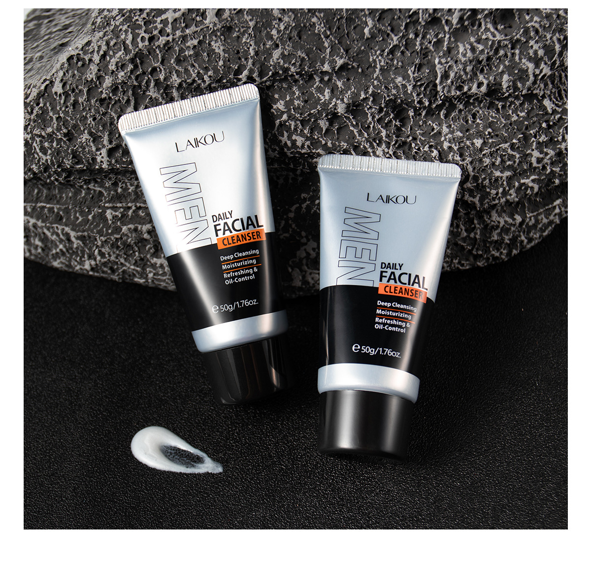 The new cross-border product LAIKOU Men's Facial Cleanser 50g refreshing facial Cleanser is in stock for facial cleansing, hydrating and moisturizing undefined