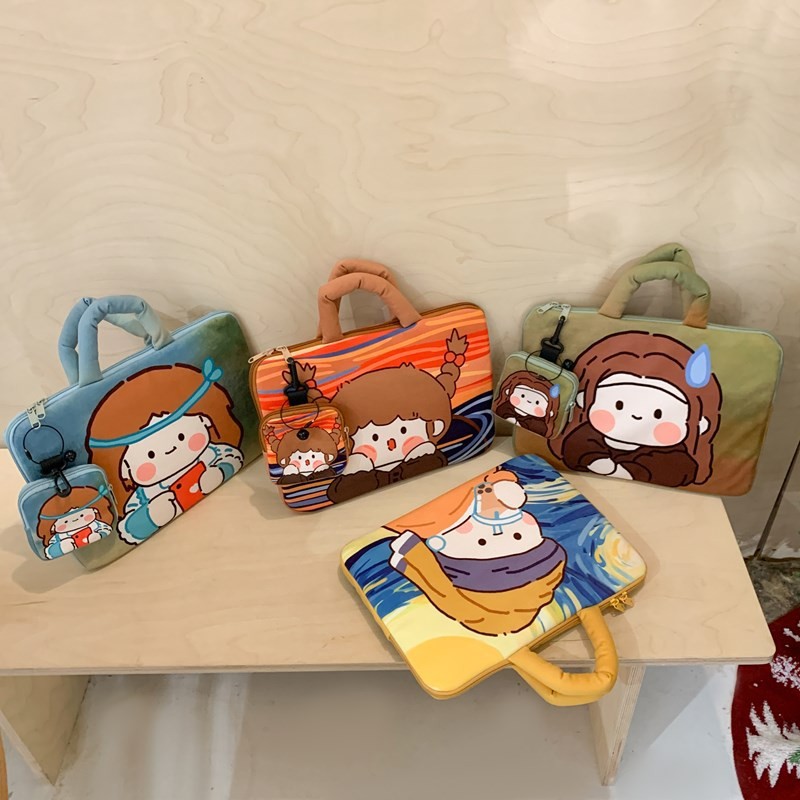 Computer Bag Tablet Notebook Bag iPad Handbag Thickened Drop-resistant Bag 2025 Pure Season New Cartoon Cute Bag