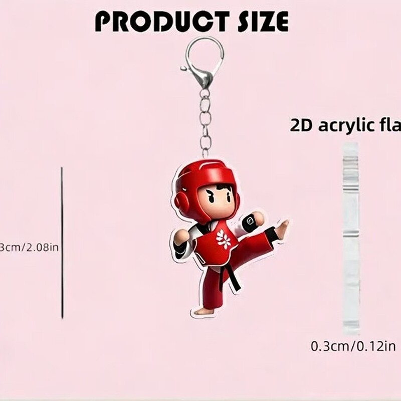 Cross-Border New Acrylic Flat Red Clothes Taekwondo Boy Car Hanging Keychain Pendant Cross-Border New Acrylic Flat Red Clothes Taekwondo Boy Car Hanging Keychain Pendant