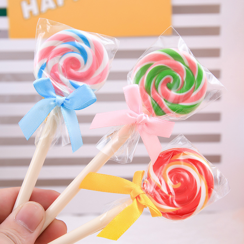 Lindo Lollipop bolígrafo creativo chica corazón simulación caramelo pluma estudiante vacaciones pequeño regalo papelería suministros