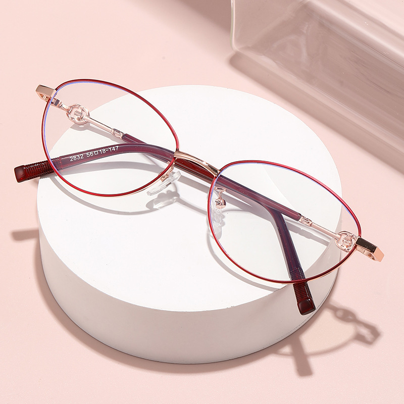 新しい超軽量小型フレーム老眼鏡、抗青色光痩身、ファッショナブルな老眼鏡、無地の楕円形の金属製のハイエンドメガネフレーム|undefined