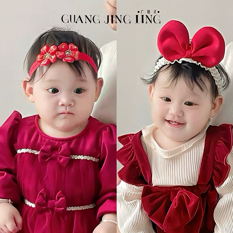 Детские эластичные волосы с новогодними праздничными красными бантиками для волос