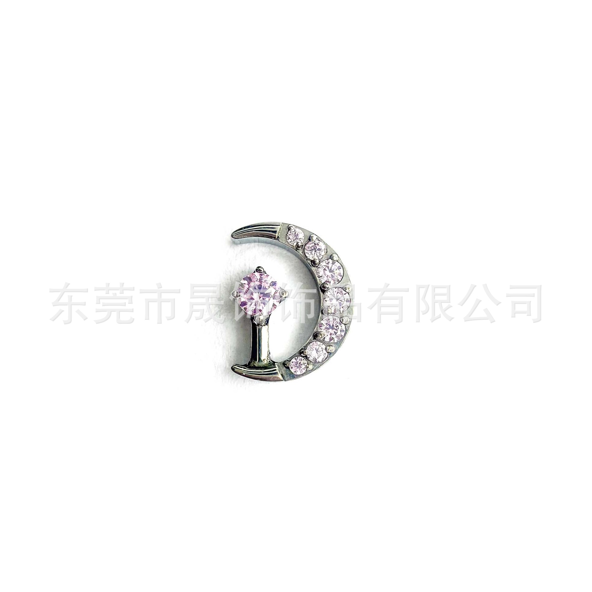 F136 Titanium Studded Cubic Zirconia Moon Ear Stud Labret Stud 植入级 G23 Implant Grade Titanium 人体 Piercing Jewelry Helix Cartilage Stud