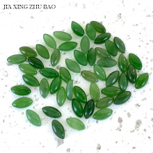 工厂批发 天然和田碧玉马眼戒面翠绿色平底裸石饰品首饰镶嵌配件