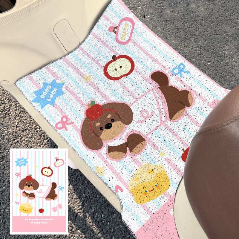 Electric Vehicle Wire Loop Foot Mats, Cute Cartoon Design, Customizable, Scratch-Resistant, Wear-Resistant, Non-Slip Foot Pads