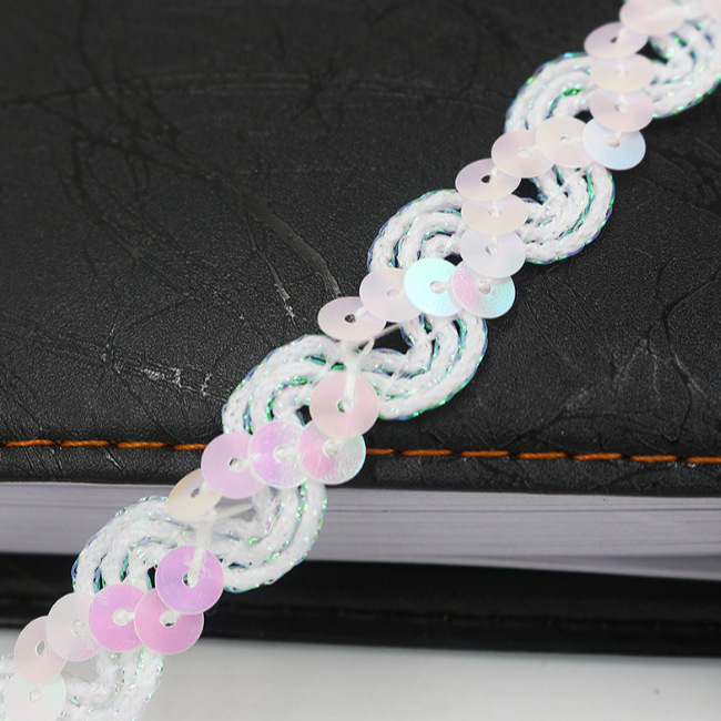 1.5CM ondulado en forma de S lentejuelas lentejuelas con cordones accesorios de ropa de cinta accesorios de ropa de rendimiento de bricolaje al por mayor