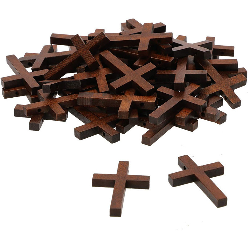 Amazon Log Color Cross Black Walnut Cross Pendant Wooden Easter Home Cross Bracelet Decoration