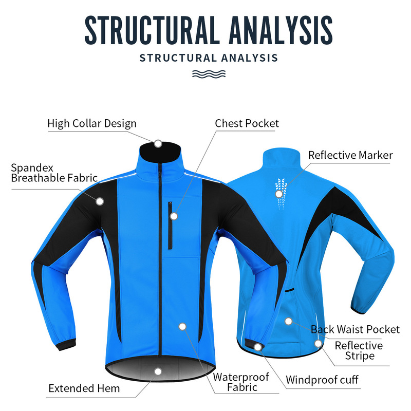 Cross-Border Men's Thermal Clothing Waterproof Fleece Thermal Cycling Jacket Windproof Winter Cycling Jacket for Men