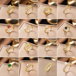 (Cross-border trading), fashionable adjustable ring with zircon, micro incrustation, internet celebrity, light luxury style, high-quality style, on index finger
