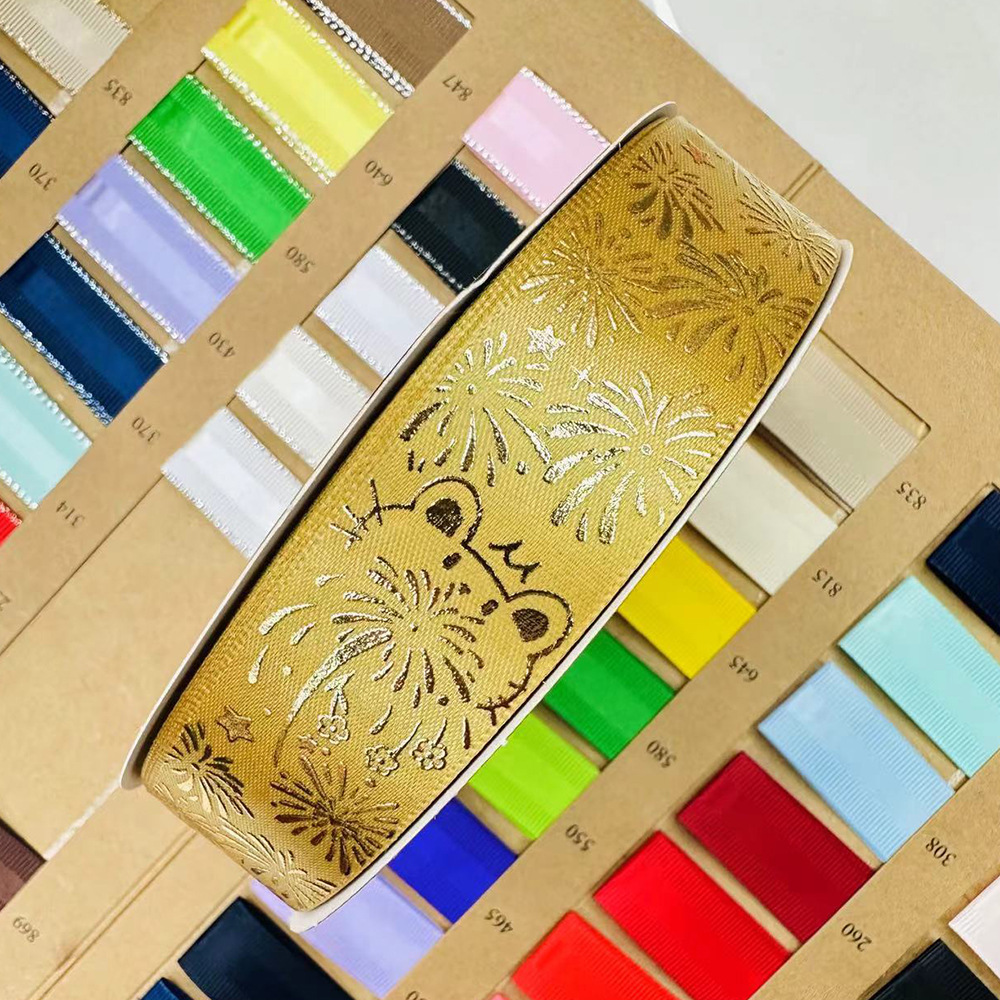 2.5CM fuegos artificiales gatos estampado cinta de estampado en caliente barras de estampado mano para la cinta de regalo de mano decoración cinta de embalaje