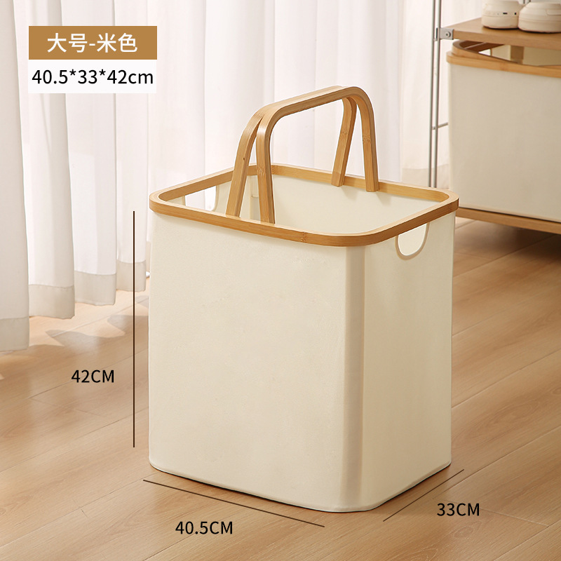 Cesto de lavandería de bambú y madera con tapa, cesta de almacenamiento grande para juguetes y artículos diversos, caja de almacenamiento plegable.