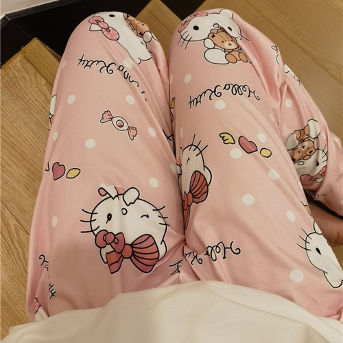 Walking pants cartoon cat pajamas women's loose spring and autumn new home casual summer air-conditioned trousers can be worn outside the pants
