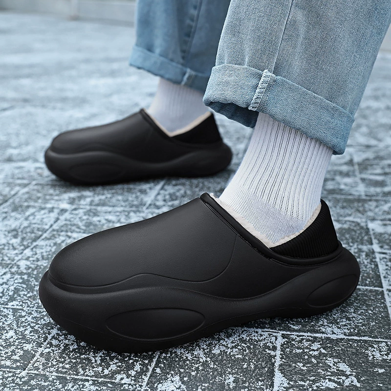 Amazon зимние новые бархатные теплые хлопчатобумажные туфли хлопок ленивые туфли для дома один педаль повседневная обувь пара мужская обувь