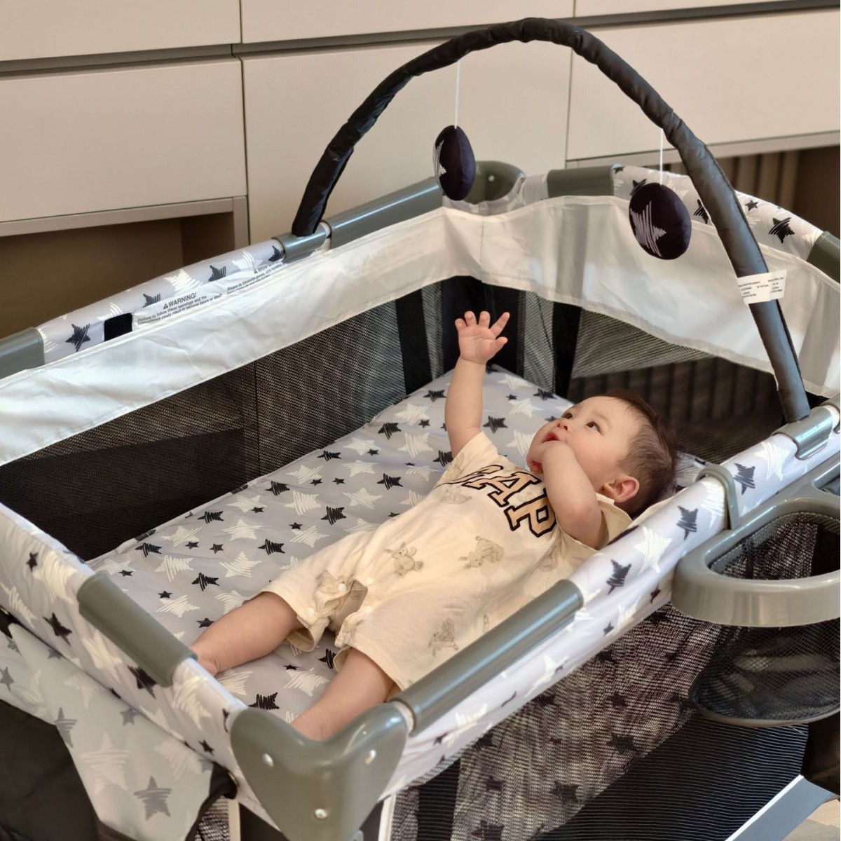 Portable Baby Play Bed Folding Baby Bed Height Adjustable Baby Bedside Bed