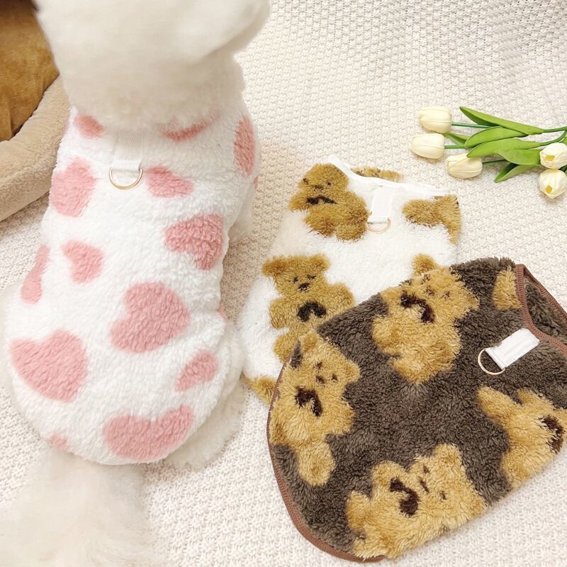 Pet Cat Bitter Bear Teddy Koch Golden Fur Small Medium and Large Dog Dog Clothes Autumn and Winter Vest Plush Warm Clothes