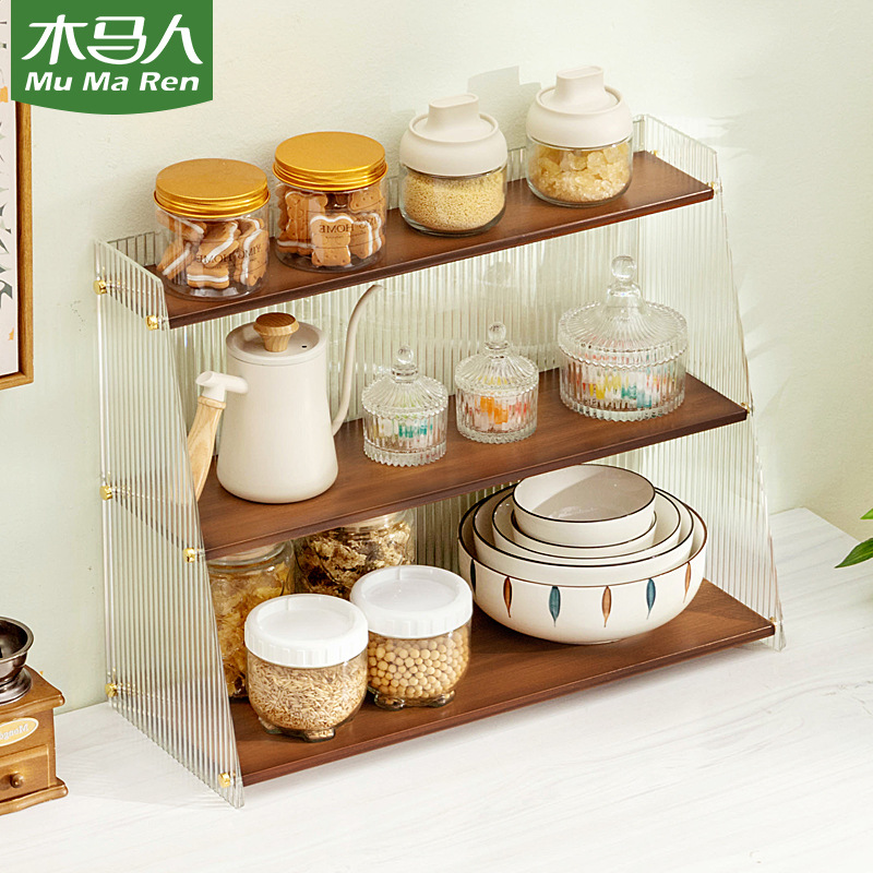 Kitchen storage rack multi-layer spice rack bowl and dish storage cabinet household supplies all-in-one cabinet