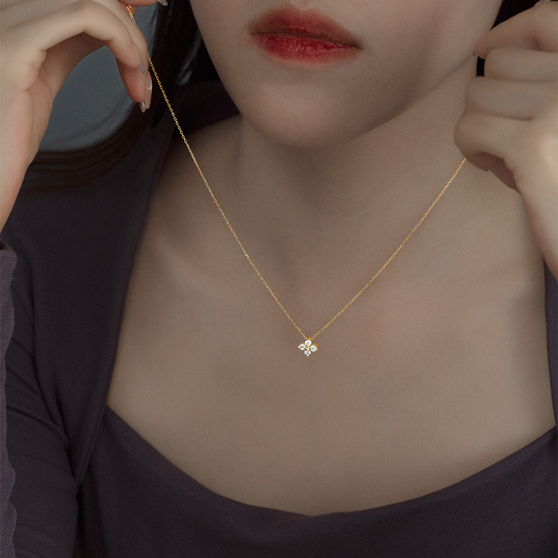 Sterling Silver Four-leaf Clover Necklace For Women Elegant Chain_voghion.com