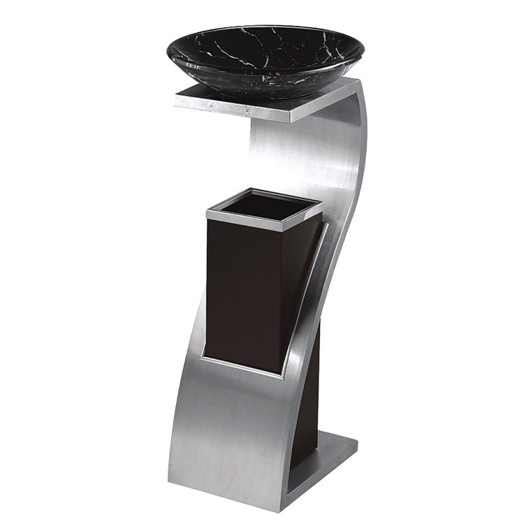 Stainless Steel Ash Bucket Hotel Club Trash Can S-Shaped Corridor Elevator Entrance New Concept Simple Fashion Trash Can