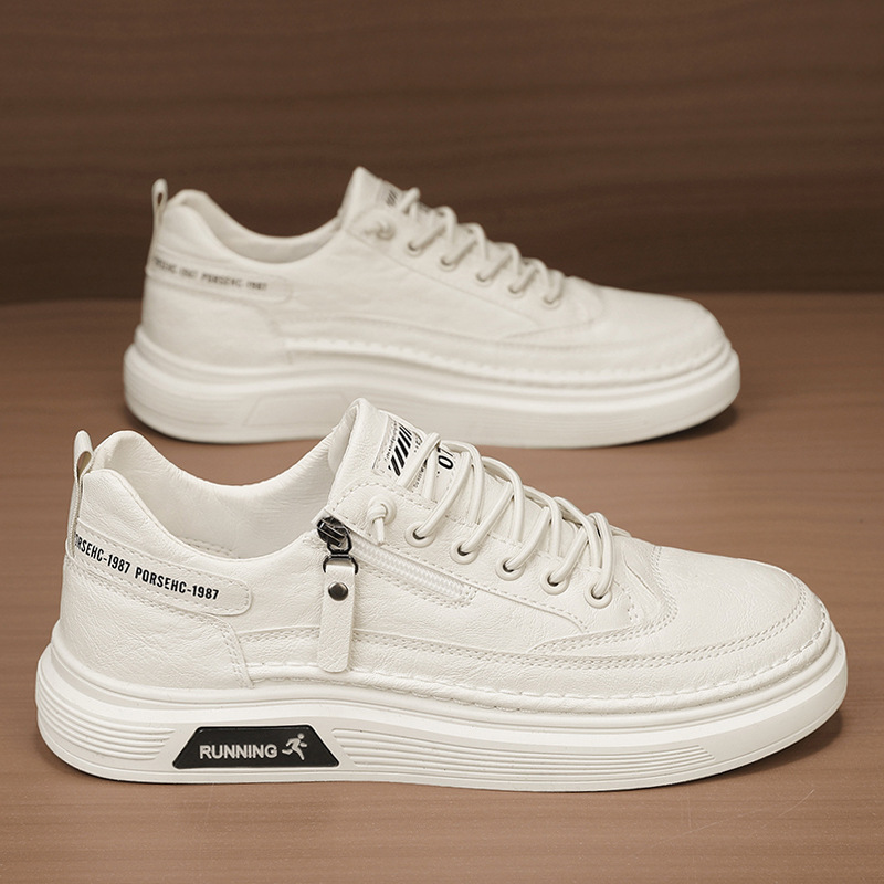 Otoño nuevo cuero negro de trabajo zapatos de plantilla de zapatos deportivos casuales para hombres zapatos de moda sin lazos