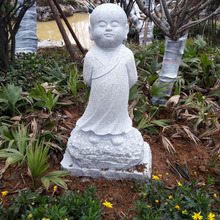 四不小和尚沙弥佛像寺庙景区公园花岗岩芝麻白石雕雕塑摆件定制