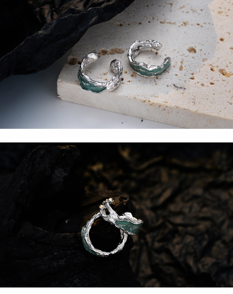 Fashion Geometric Sterling Silver Epoxy Ear Studs 1 Pair