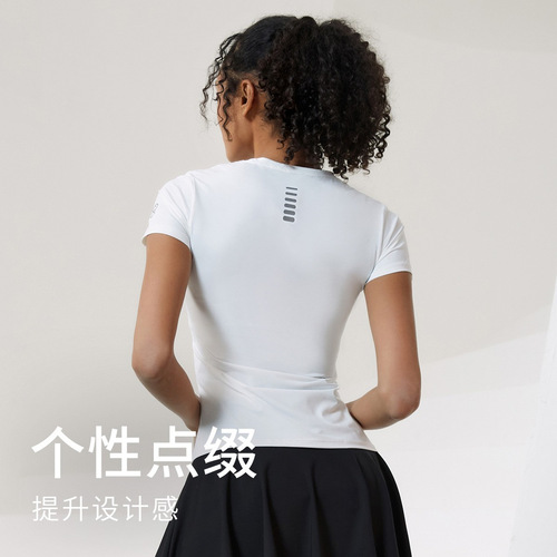 Women's Running Sweatshirt Moisture-Wicking Short-Sleeve Training Top Summer Outdoor Breathable Slimming Fit Fitness Shirt