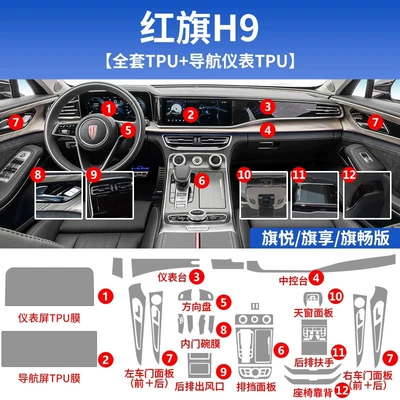 Car interior film | H9内饰膜、仪表导航屏幕膜、档位汽车用品贴膜、高清膜-TPU - 20-23-models-complete-set-of-tpu-soft-film