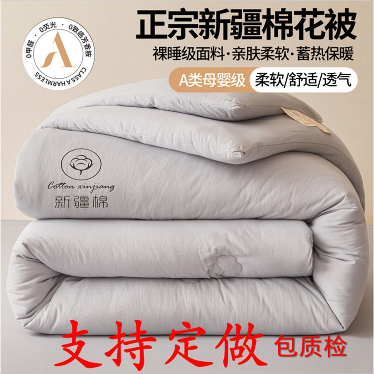 New Autumn and Winter Quilt Xinjiang Cotton Filled Quilt Core Thickened Double Quilt Student Dormitory Quilt Source Factory Wholesale