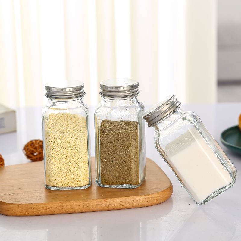 Botella para condimentos de pimienta y sal, caja para condimentos de chile y comino, frasco transparente de vidrio para condimentos de barbacoa, recipiente para condimentos, tarro para especias.