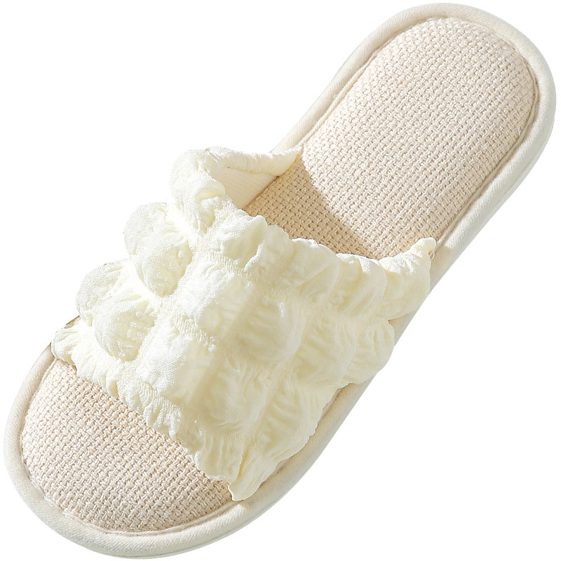 Pantuflas de lino con suela gruesa para mujer, aptas para todas las estaciones, para parejas, pantuflas de tela antideslizantes para interiores, silenciosas y antideslizantes.