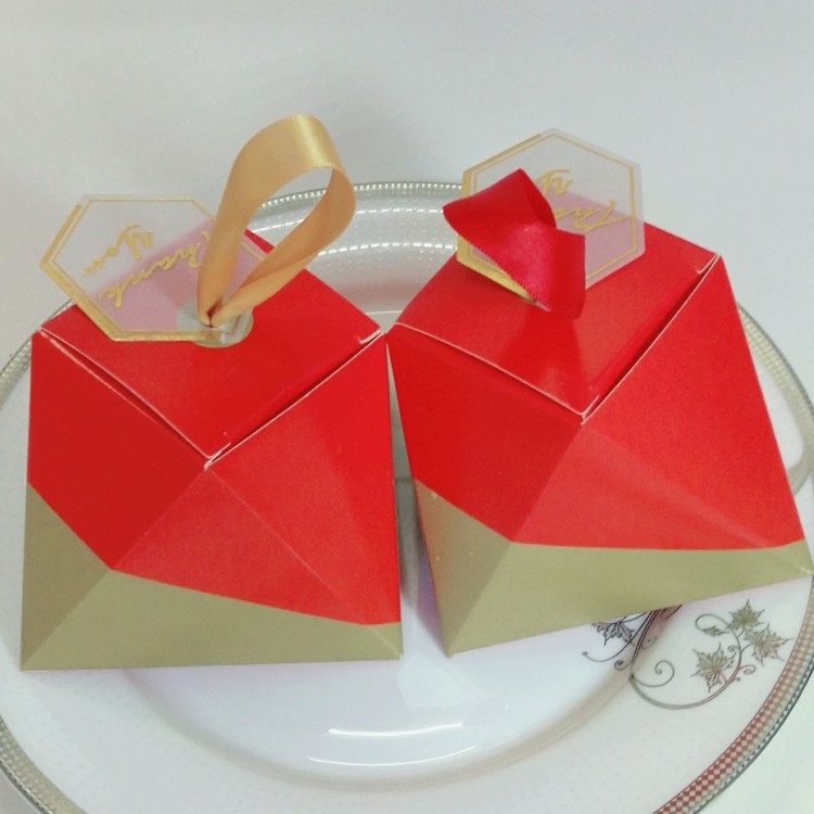 大红喜糖盒子 钻石结婚节庆用品 欧式糖果盒子 婚礼伴手礼喜糖盒