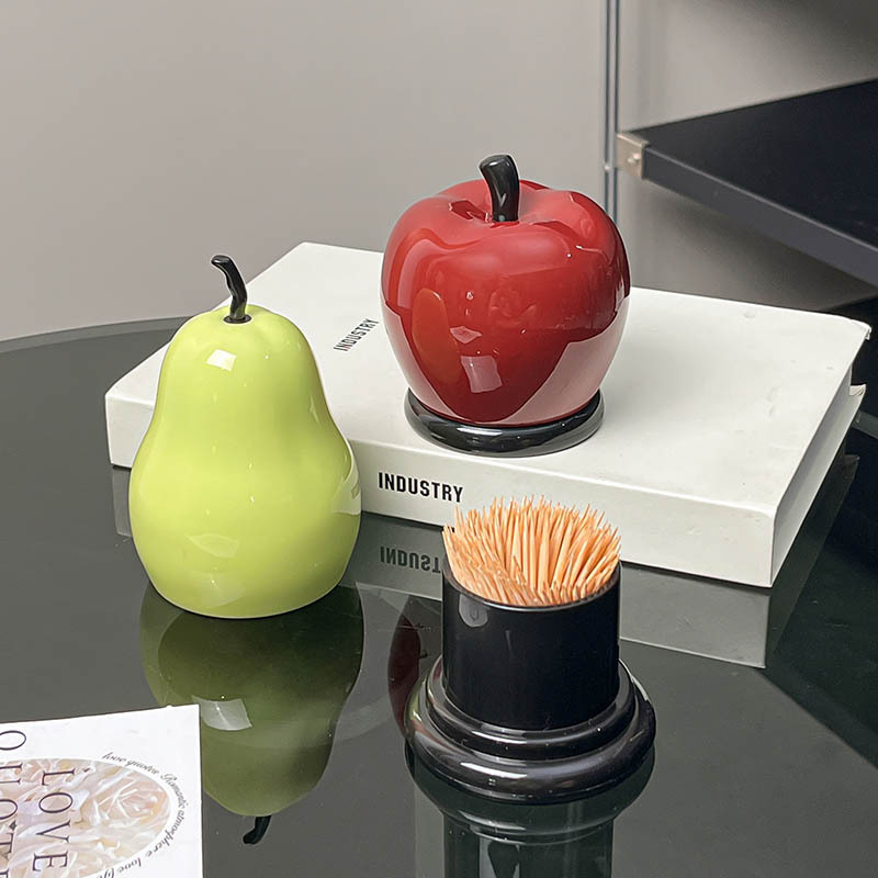 新款高颜值苹果梨牙签筒创意可爱装饰牙线盒棉签盒牙签收纳盒批发|undefined