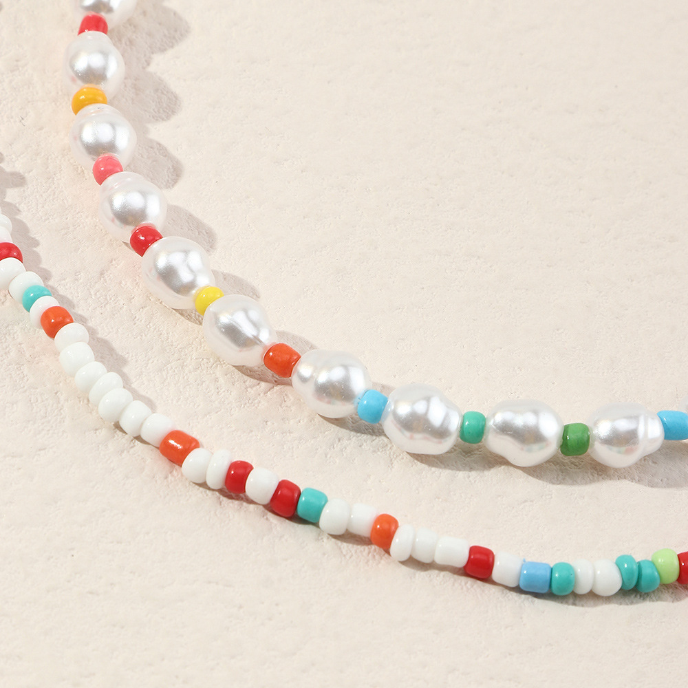 Collar de perlas de imitacin estilo Pastoral bohemio con cuentas de colores de diseo Nz2232picture7