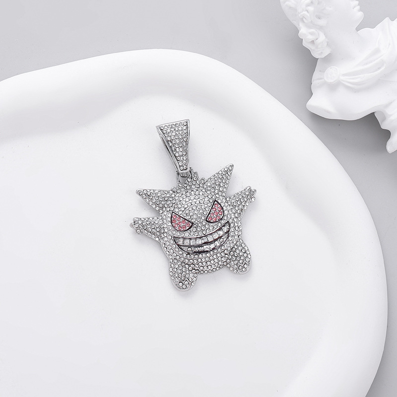 Hip-hop collar de diamantes cubano Hip-hop Pokémon Elf Anime Pet Elf Geng Ghosts Colgante de aleación image 10