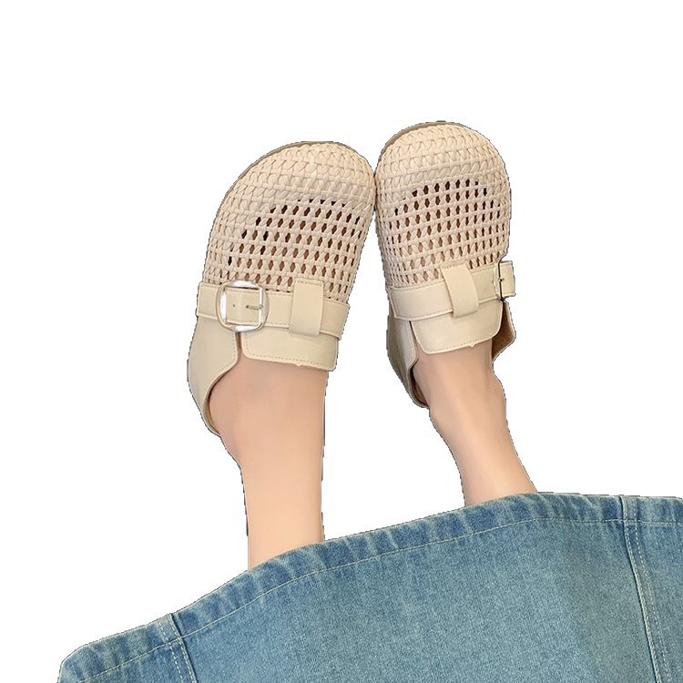 Baotou aumento de altura zapatillas de un pie de mujer verano outdoor hollow sluggish 2026 nuevas zapatillas breathables Burken
