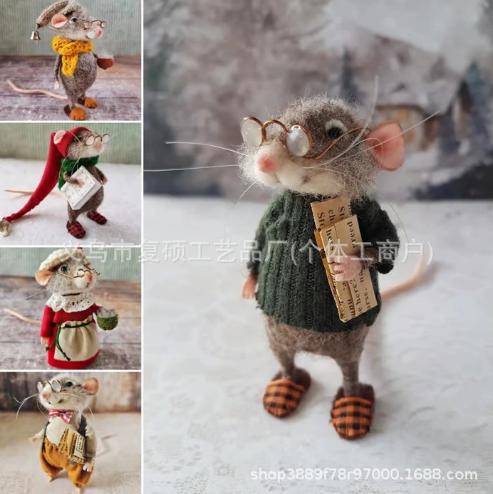 Новинка для трансграничной торговли: милая мышка из валяной пряжи, милый подарок на Рождество