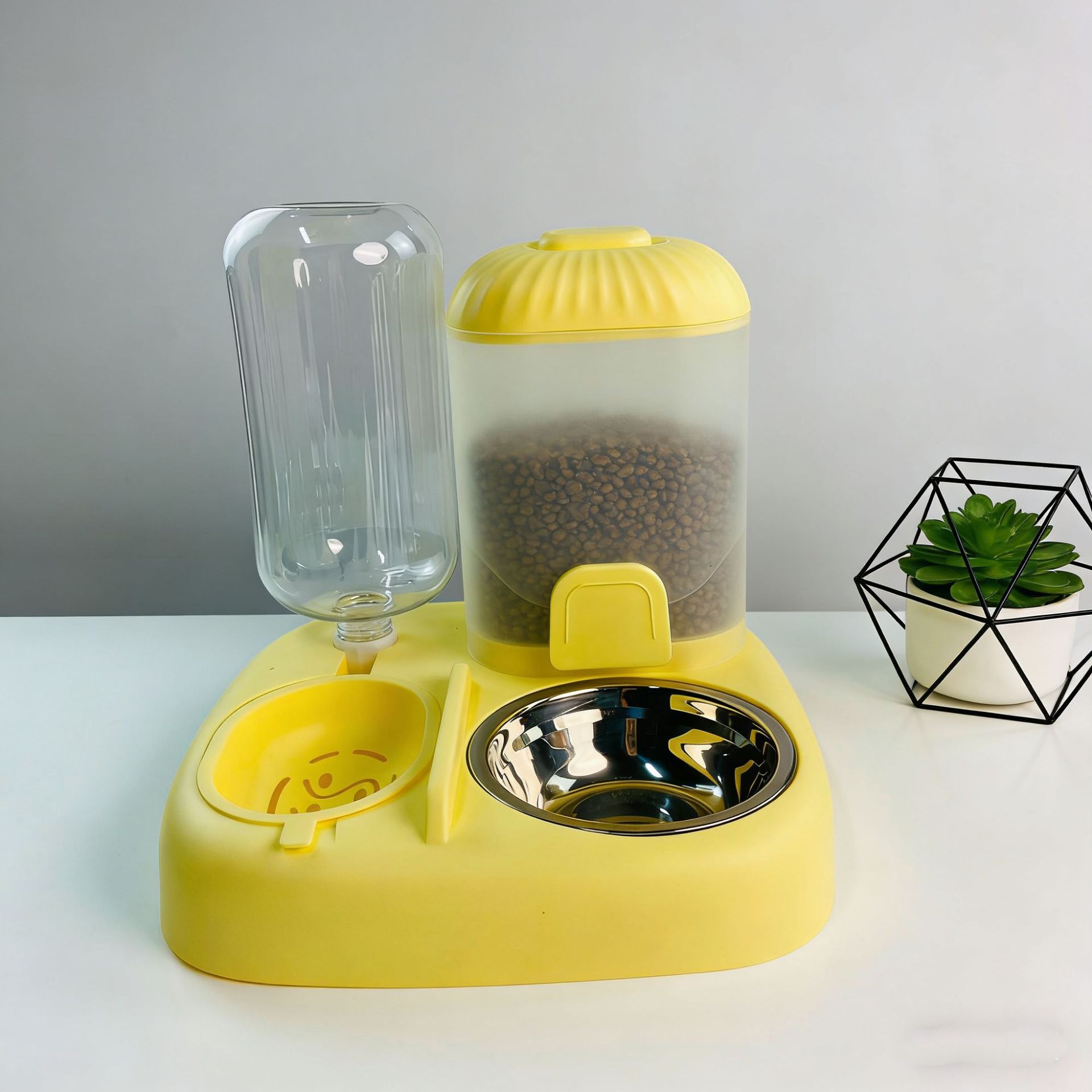 대형 강아지 밥그릇, 노란색 스테인리스 스틸 모델