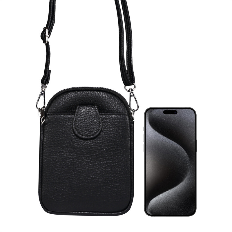 通用7.2寸时尚斜跨背包保护套适用苹果15三星华为手机多用拉链包